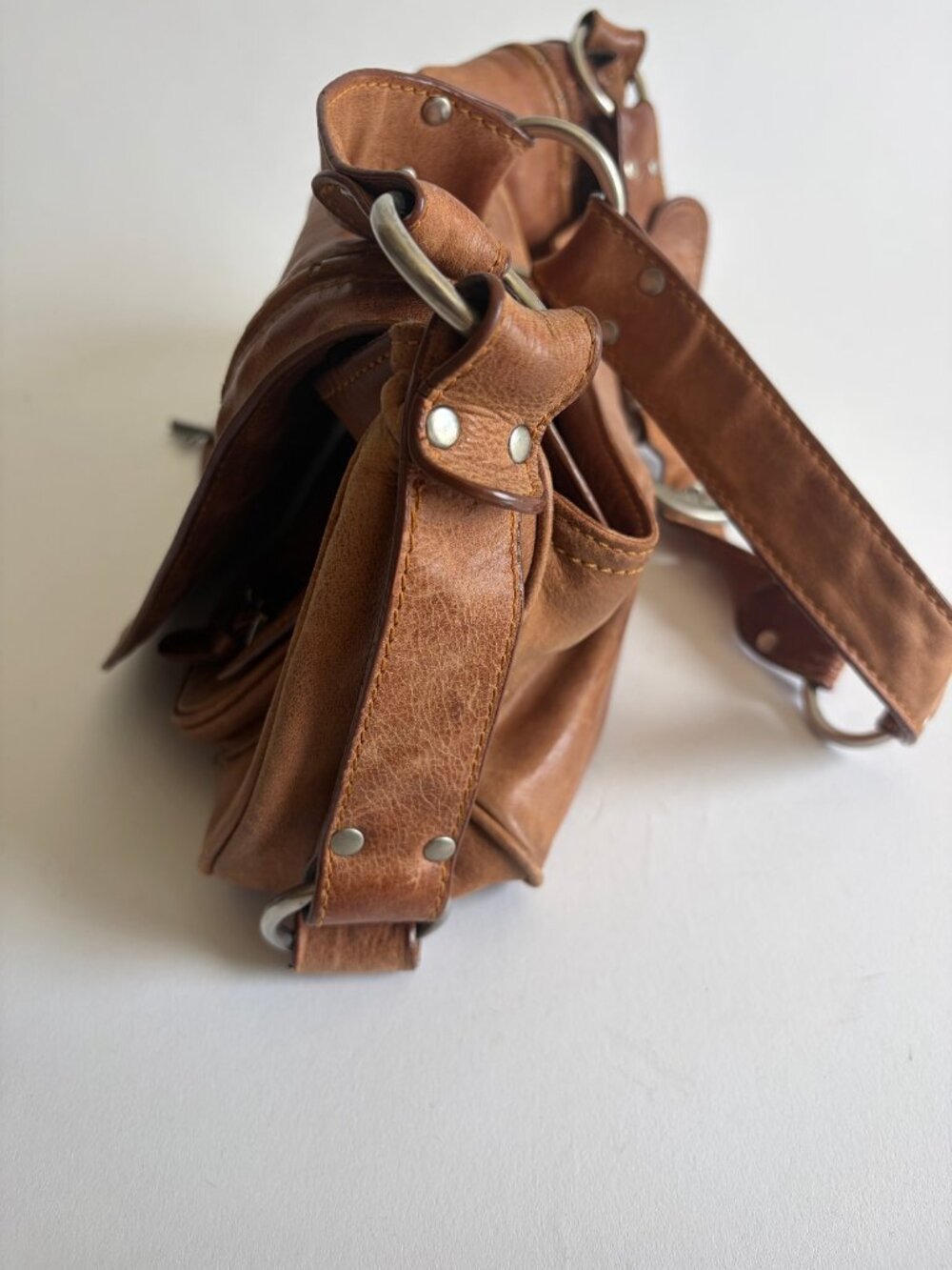 VINTAGE CHRISTIAN DIOR GAUCHO BROWN SADDLE BAG - Picture 7 of 16